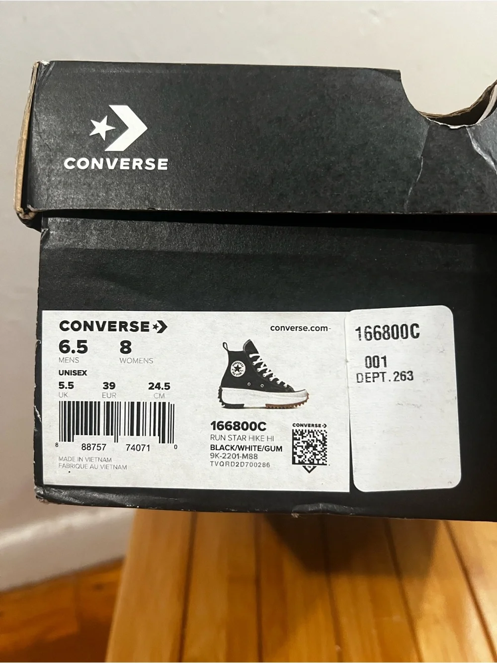 Converse Run Star Hike Canvas Platform High Top Sneakers Men 6.5 Women 8 Black